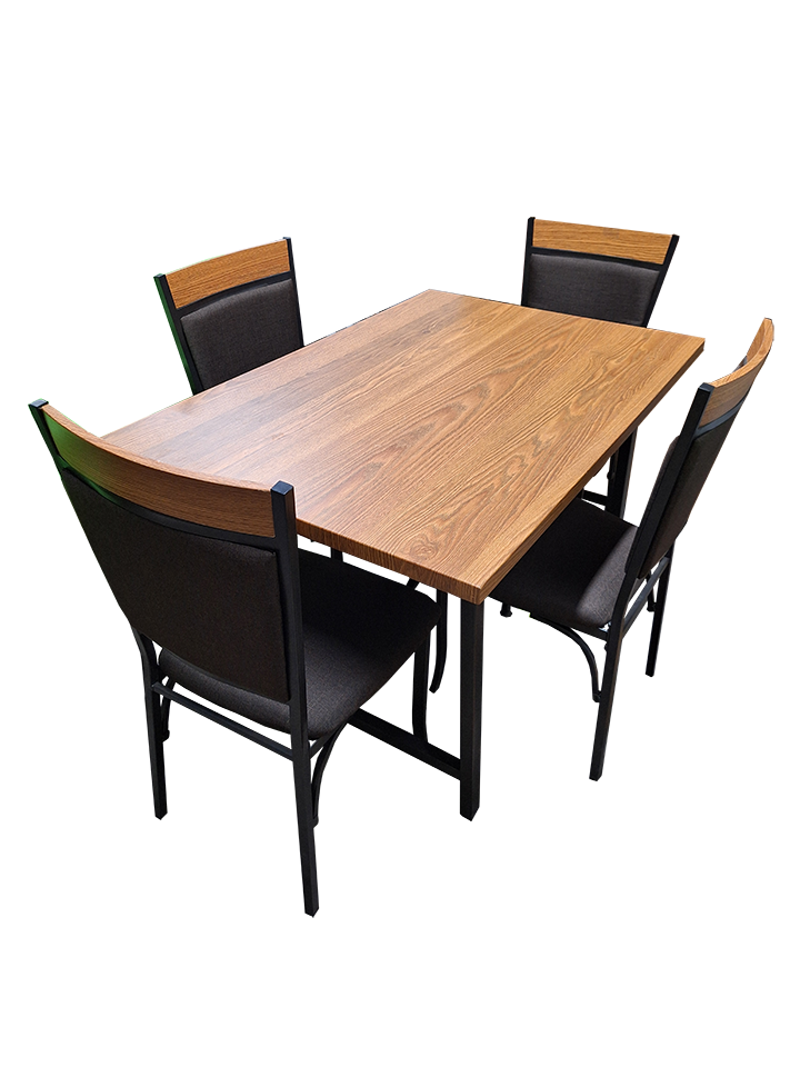 COMEDOR  6 PTS SILLA MORADA MESA BLANCA