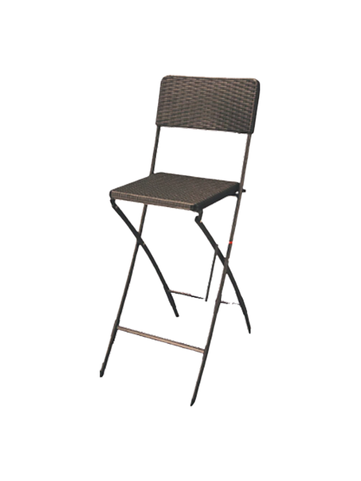 SILLA DE BAR PLASTICA PLEGABLE RATTAN CHOCOLATE 64.5X44X114