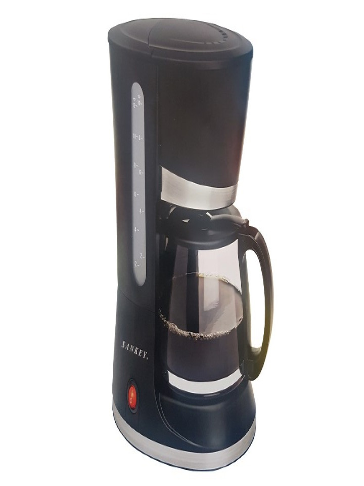 Cafetera Sankey CM1227 de 12 tazas negra  Taza de Cristal a Prueba de Calor