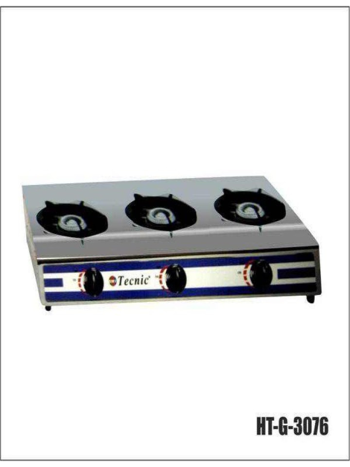 Estufa de Mesa a Gas con 3 Quemadores Tecnic HTG-3076