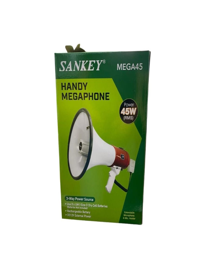 Megfono Recargable Sankey MEGA45 de 45 Watts con un Rango de 1 KM