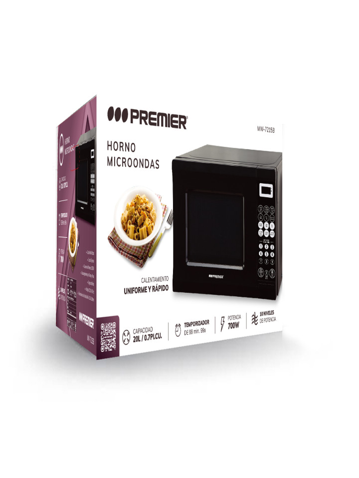 Microondas Premier MW-7215B Negro con 20 Litros de Capacidad