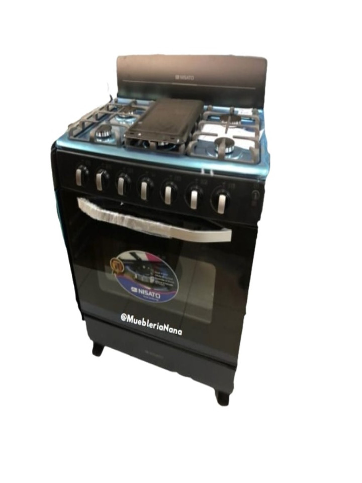 Estufa 30 Negra a Gas de 6 Quemadores Nisato NE-3035RELAF