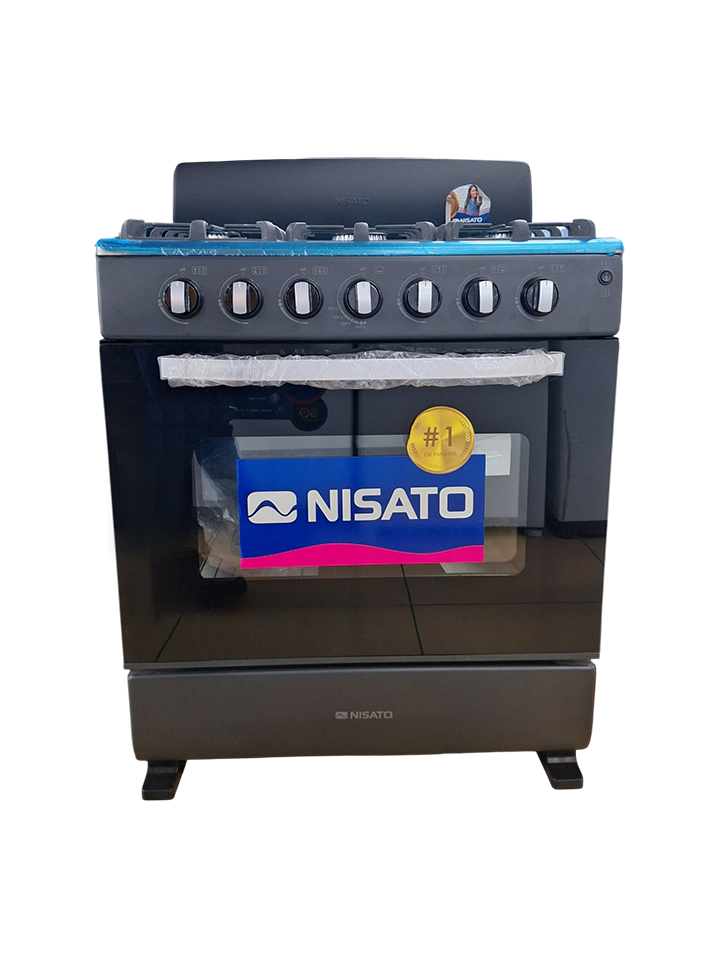 Estufa 30 Negra a Gas de 6 Quemadores Nisato NE-3035RELAF