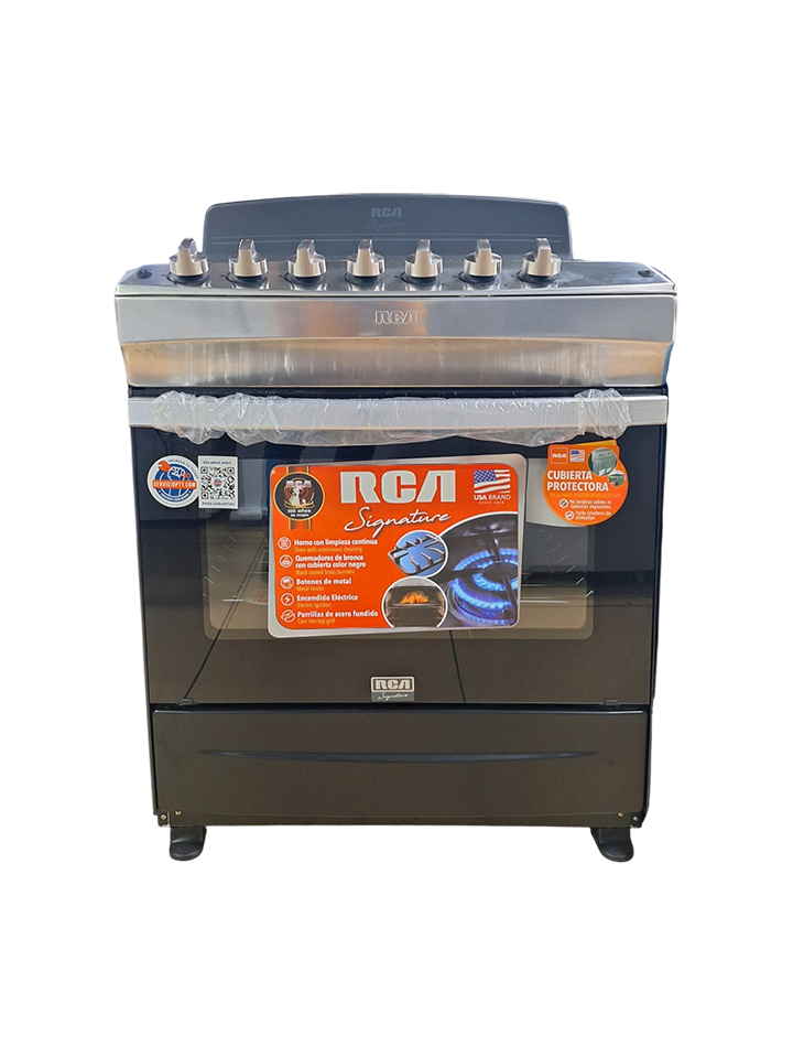Estufa 30 a Gas Negra de 6 Quemadores RCA RCCR-7604