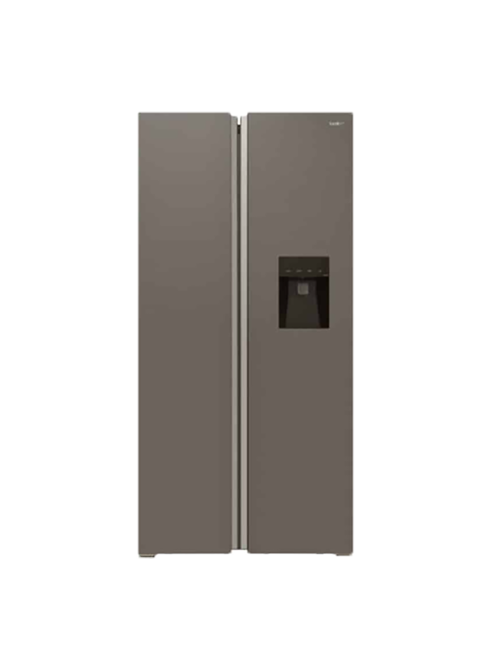 Nevera SANKEY side by side puertas de cristal con dispensador Gris