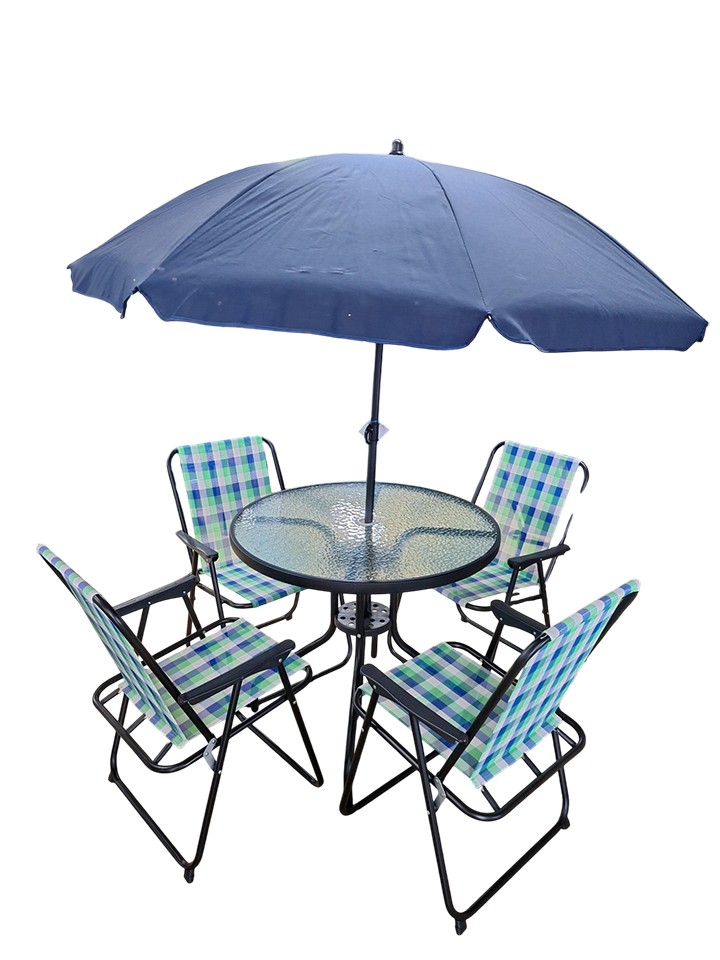 Mesa De Terraza C/Paraguas 6Pzs