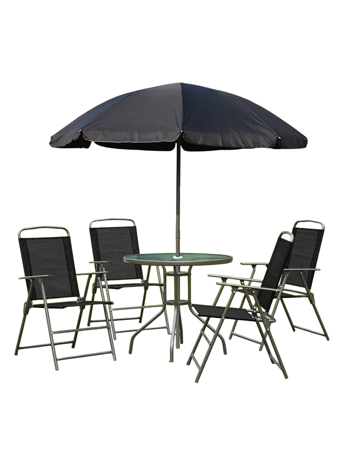 Juego De Mesa Con 4 Sillas y Sombrilla