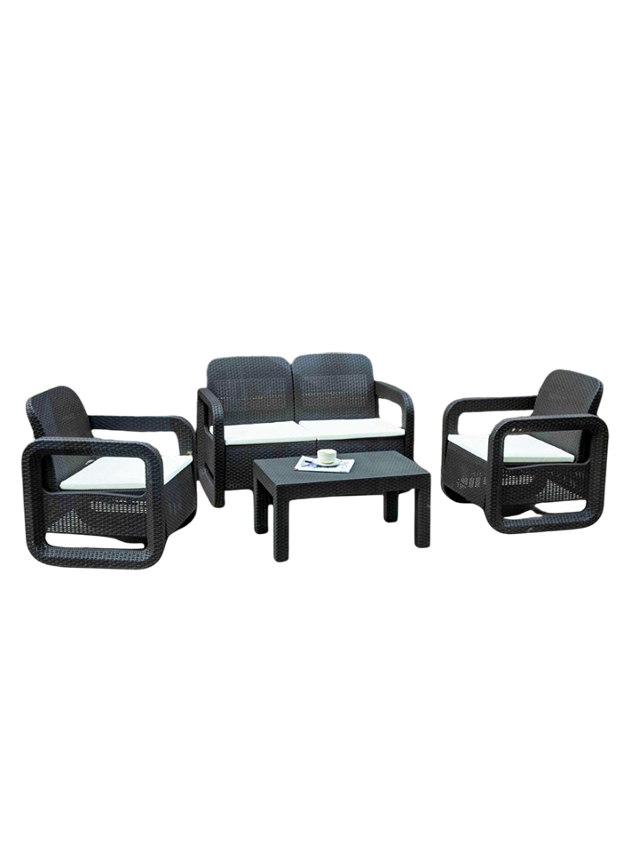 Mesa Con Silla P/Terraza 4pzs Color Negro