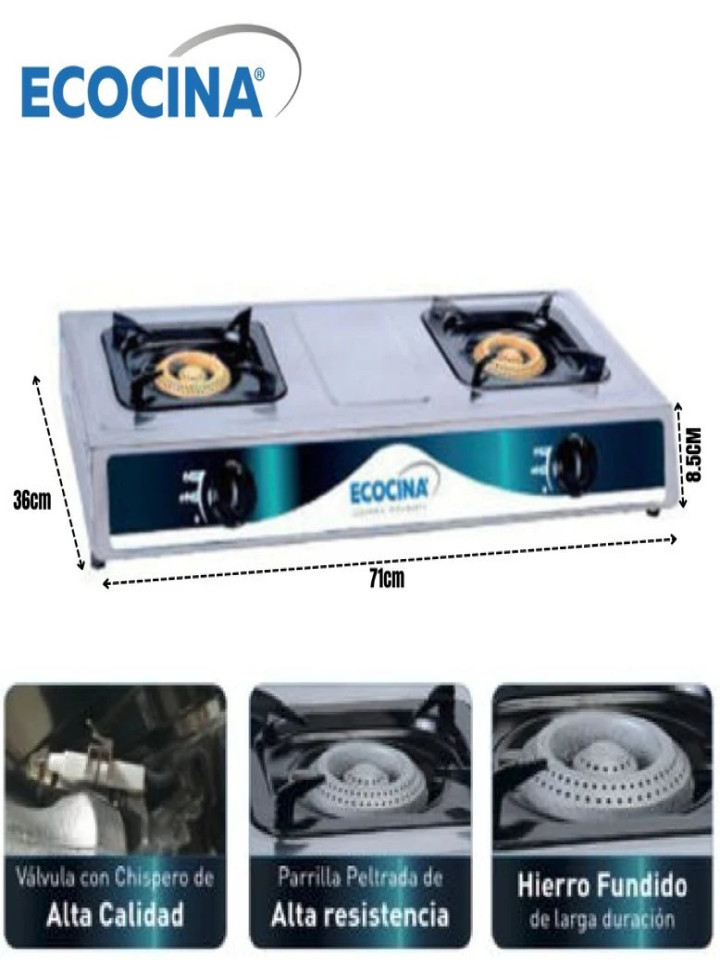 ESTUFA 2Q ACERO INOX QHA2P